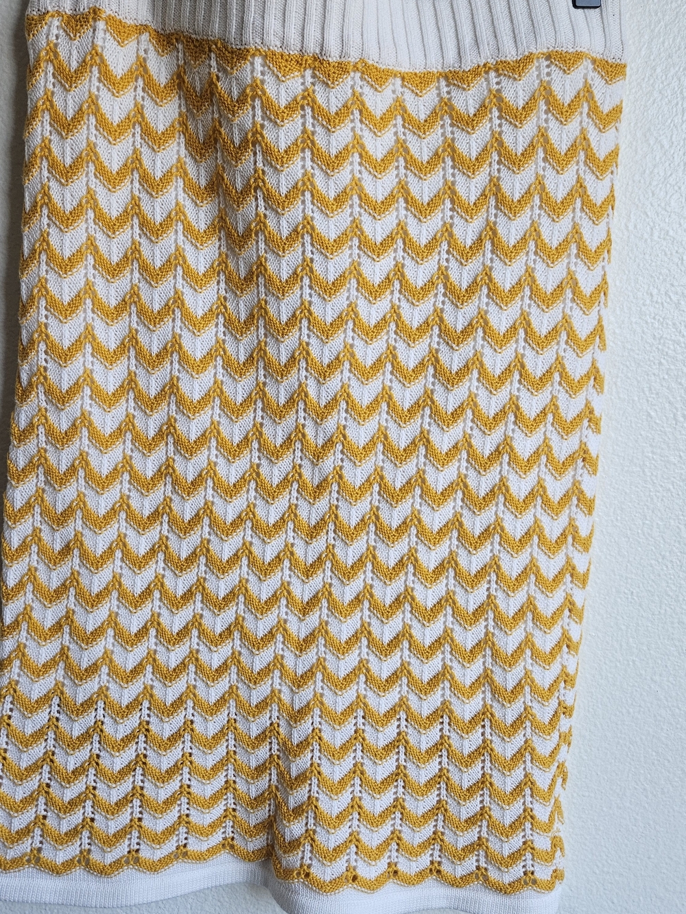 BCBGeneration Knit Skirt - White & Mustard Yellow
